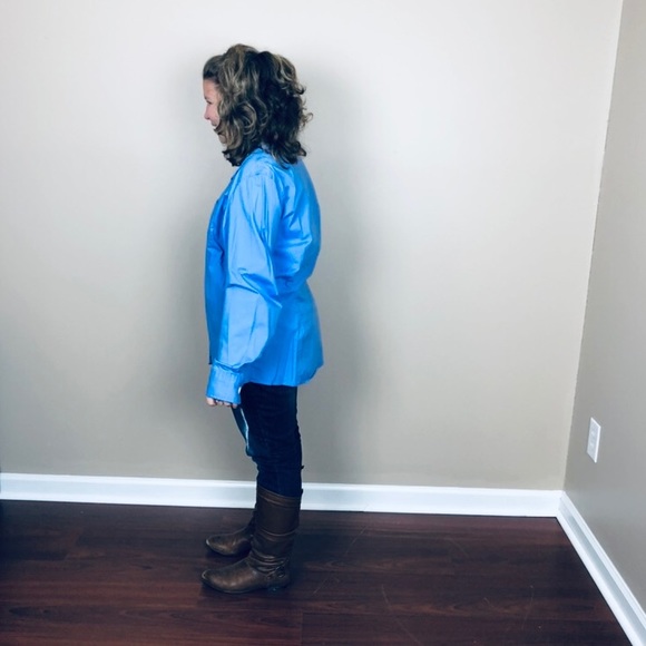 Boden Blue casual cotton button-down blouse - Picture 3 of 8